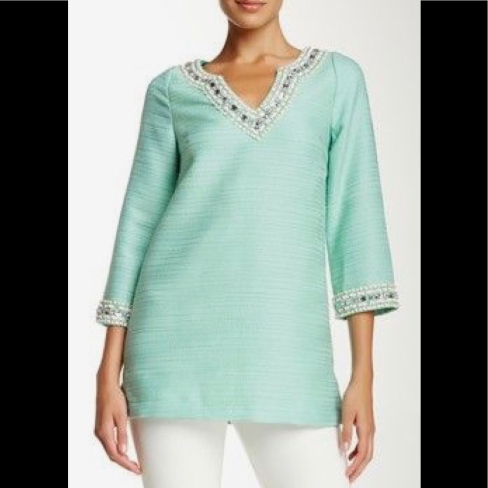 RARE!! Julie Brown Jewel Embellished Tunic Top